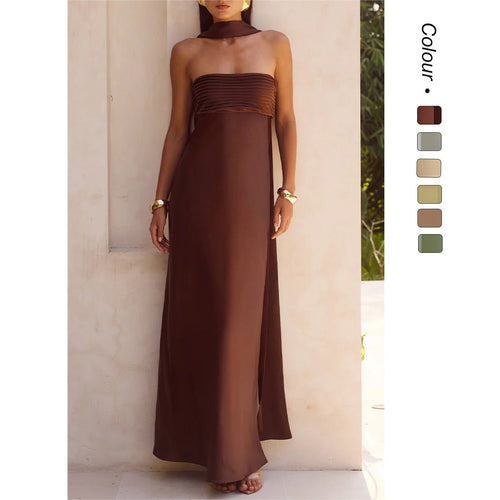 Damen Elegantes Maxikleid mit schulterfreiem Design und schmalem Oberteil
