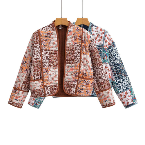 Damen Gepolsterte Patchwork‑Jacke im Kimono‑Stil Shop Nory