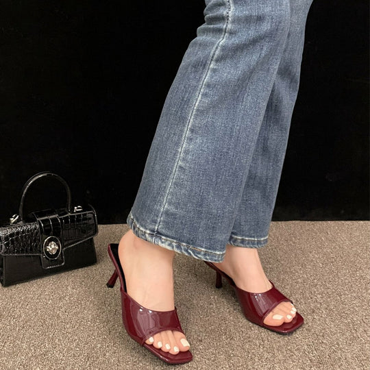 Damen Chic Offene Mules mit quadratischer Zehenpartie und elegantem Absatz