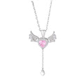 Damen Halskette mit herzförmigem Anhänger und engelgleichen Flügeln Shop Nory
