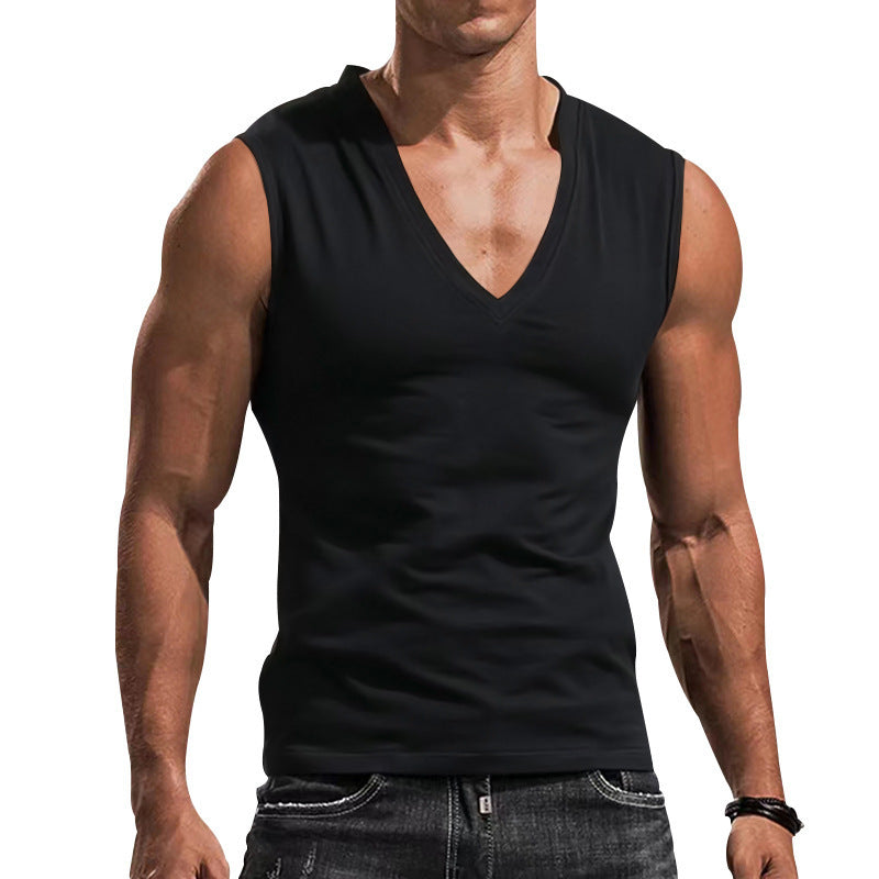 Herren Ärmelloses Fitness-T-Shirt mit V-Ausschnitt aus atmungsaktivem Material