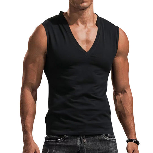 Herren Ärmelloses Fitness-T-Shirt mit V-Ausschnitt aus atmungsaktivem Material