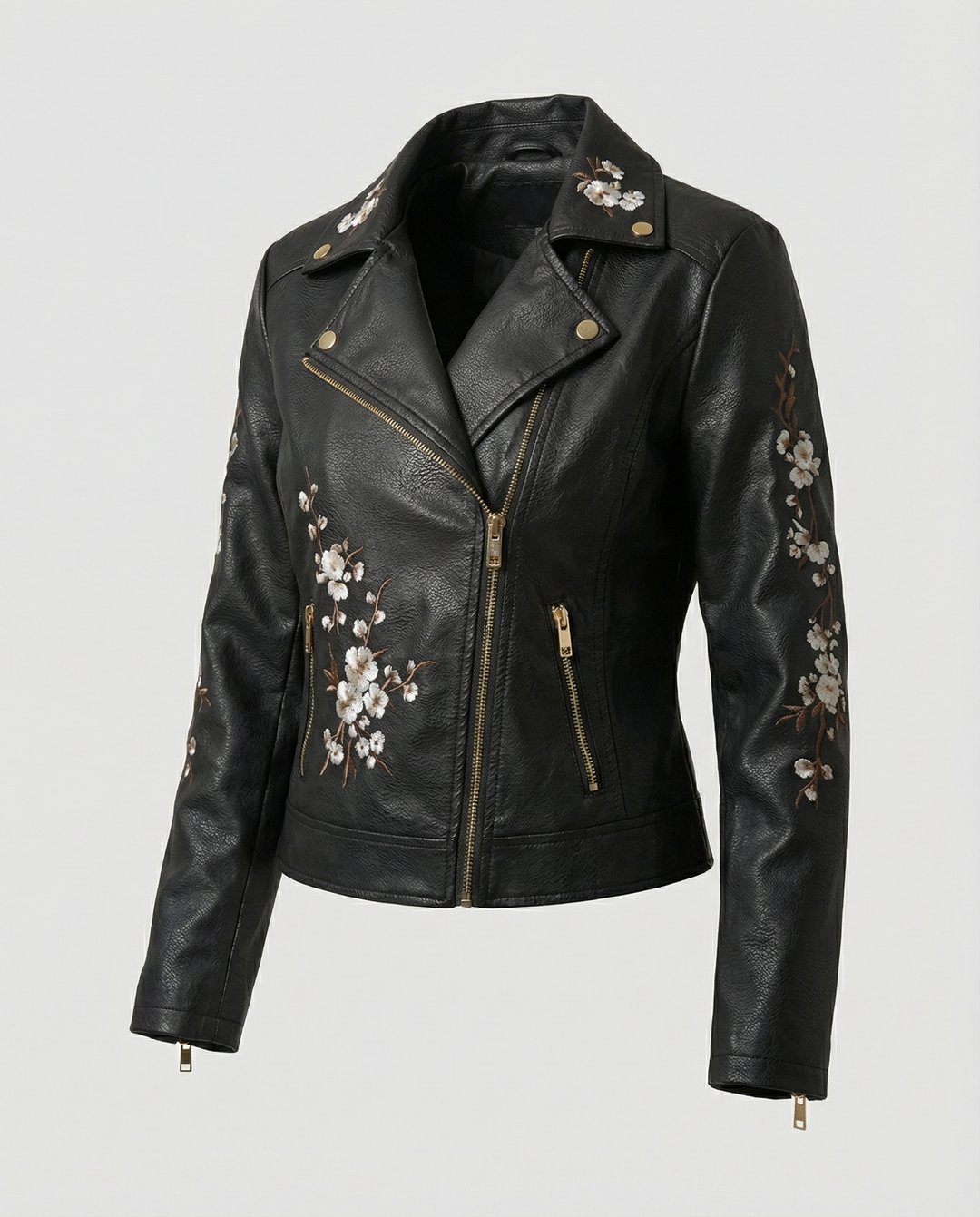 Übergangsjacke Damen elegant als Mantel mit floraler Stickerei