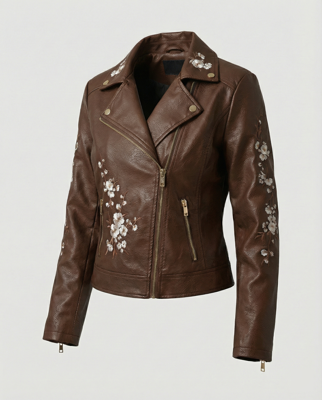 Übergangsjacke Damen elegant als Mantel mit floraler Stickerei