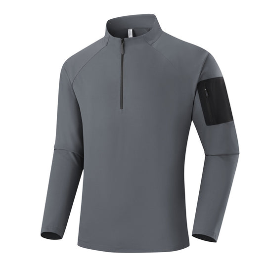 Herren Atmungsaktives Funktions-Langarmshirt mit Stehkragen, 1/4-Reißverschluss und Ärmel-Utility-Tasche Shop Nory