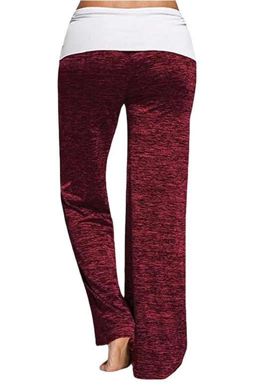 Damen Weiche Palazzo-Loungehose mit Umschlagbund, Kordelzug und weitem Bein Shop Nory
