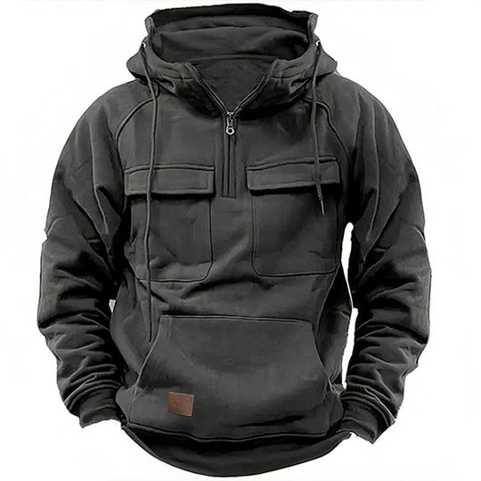 Herren nan Utility Kapuzenpullover mit aufgesetzten Brusttaschen und halbem Reißverschluss Shop Nory