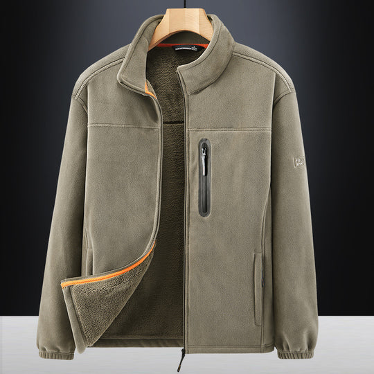 Herren Microfleece-Outdoorjacke mit wasserdichter Brusttasche, Stehkragen und Teddyfleece-Innenfutter Shop Nory