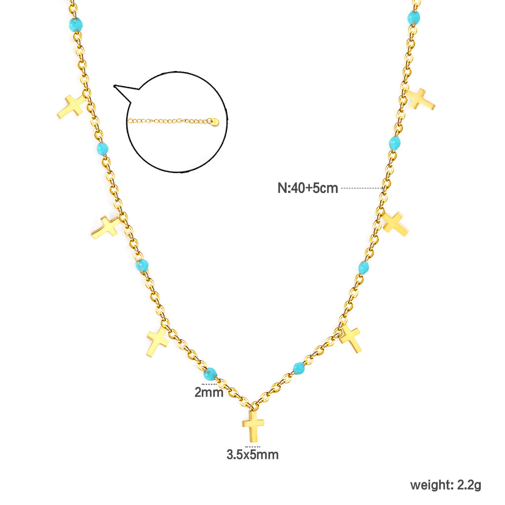 Damen Halskette mit funkelnden Kreuzanhängern und hochwertigen Akzenten Shop Nory