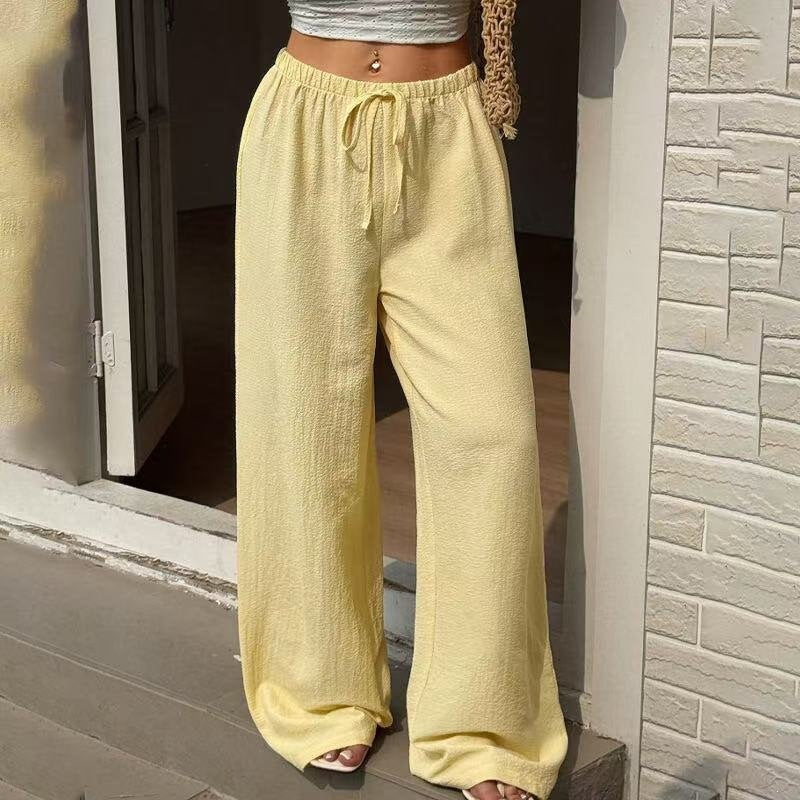 Damen Leichte Leinenhose mit weitem Bein und Kordelzug Shop Nory