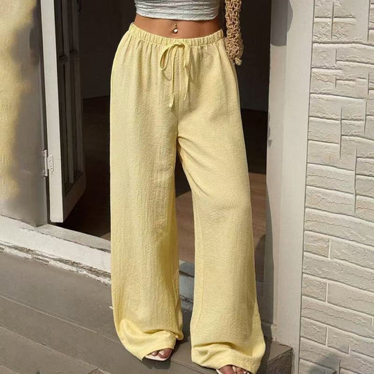Damen Leichte Leinenhose mit weitem Bein und Kordelzug Shop Nory