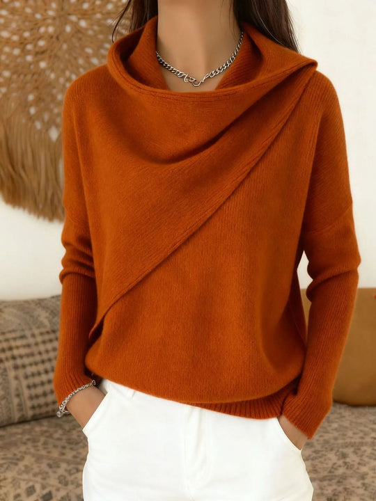 Damen Asymmetrischer Grobstrick-Pullover mit Schalkragen Shop Nory