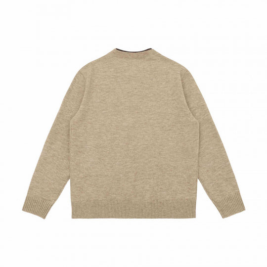 Unisex Mélange-Strickpullover mit Halbhals-V-Schlitz und kontrastiertem Innenbund Shop Nory