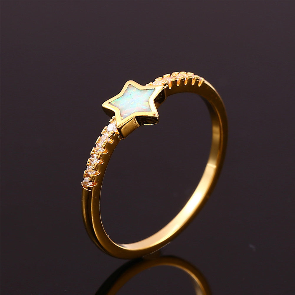 Damen Ring mit funkelndem Stern-Design und opalisierendem Opal Shop Nory