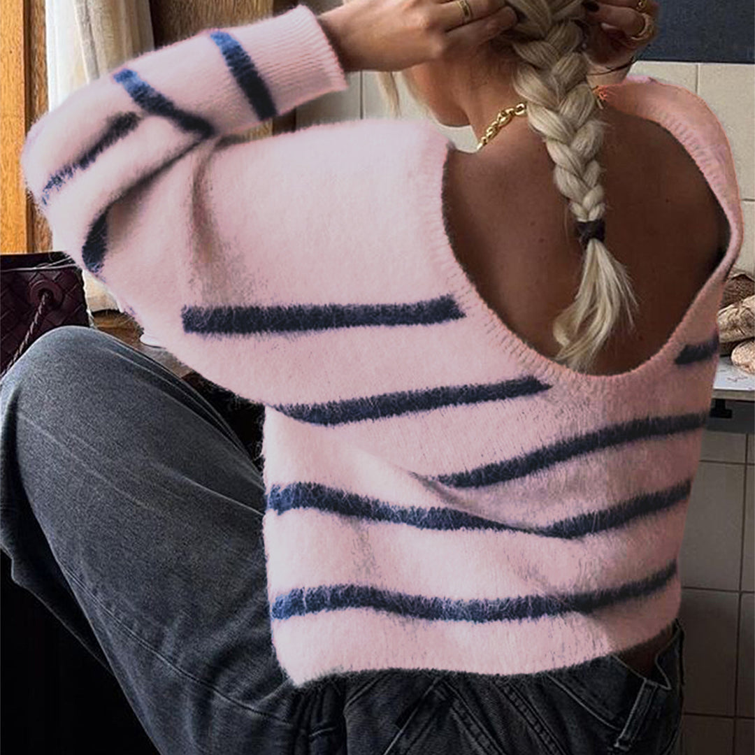 Damen nan oversized Mohair-Strickpullover mit weitem Carmen-Boat-Ausschnitt und flauschiger Struktur Shop Nory