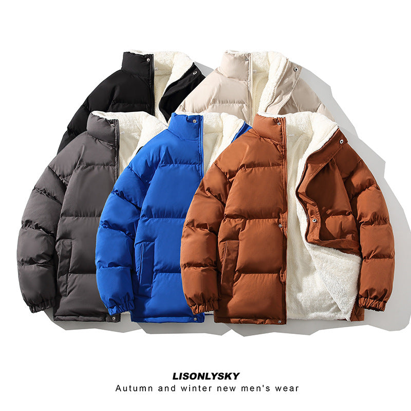 Herren gefütterte Winter-Steppjacke mit Teddyfutter, hohem Stehkragen und verdeckter Druckknopfleiste Shop Nory