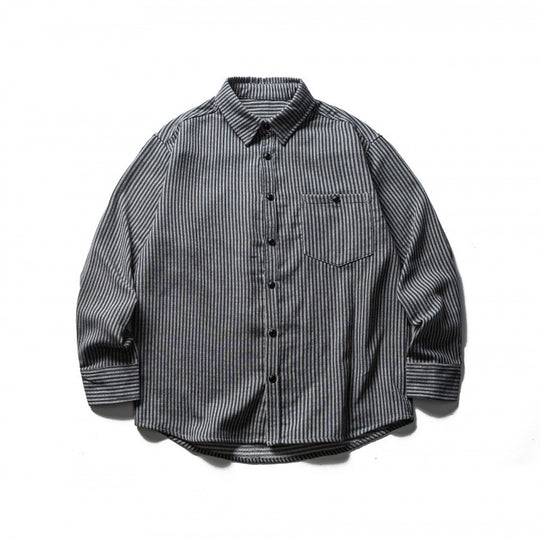 Herren Gestreiftes Oversize-Hemd aus gewaschenem Baumwollmix mit Brusttasche Shop Nory