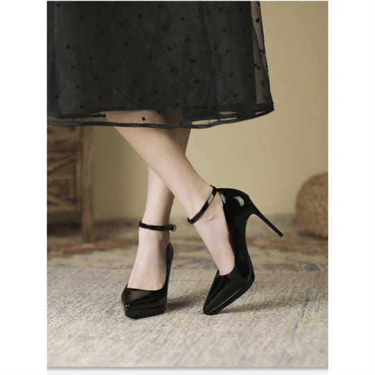 Damen Spitzer Plateau-Pumps mit sculpted Stiletto und Knöchelriemen Shop Nory