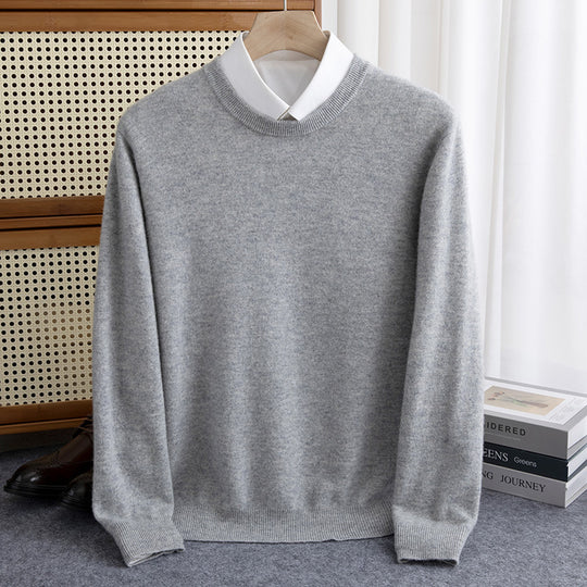 Herren Schlichter Rundhals-Feinstrickpullover kaschmirähnliche Haptik mit gerippten Abschlüssen Shop Nory