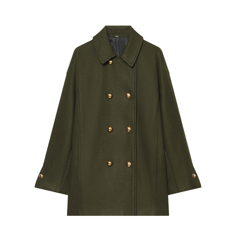 Damen Kurzmantel im Military‑Stil mit Doppelreiher und goldfarbenen Zierknöpfen Shop Nory