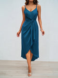 Damen Midikleid mit raffiniertem Wickeldesign und verstellbaren Trägern