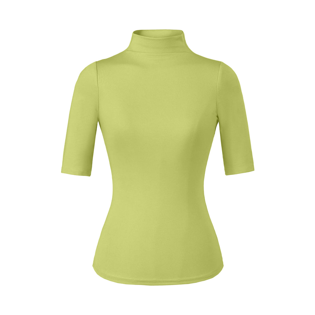 Damen Figurbetontes Stehkragen-Shirt mit halblangen Ärmeln Shop Nory