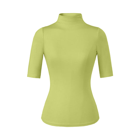 Damen Figurbetontes Stehkragen-Shirt mit halblangen Ärmeln Shop Nory