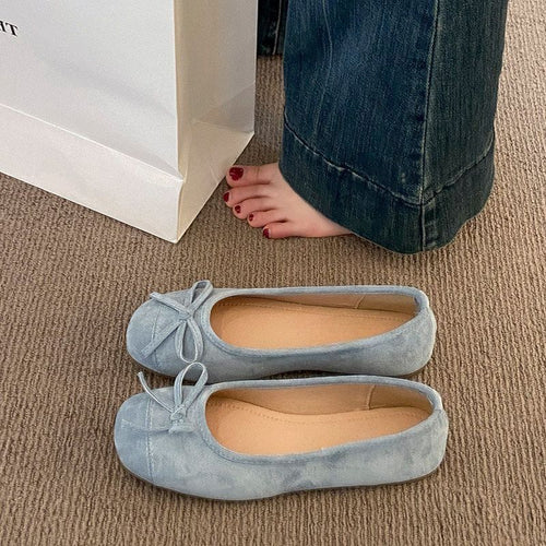 Damen Ballerina-Slipper mit quadratischer Zehenbox, weichem Komfortfußbett und Zierschleife Shop Nory