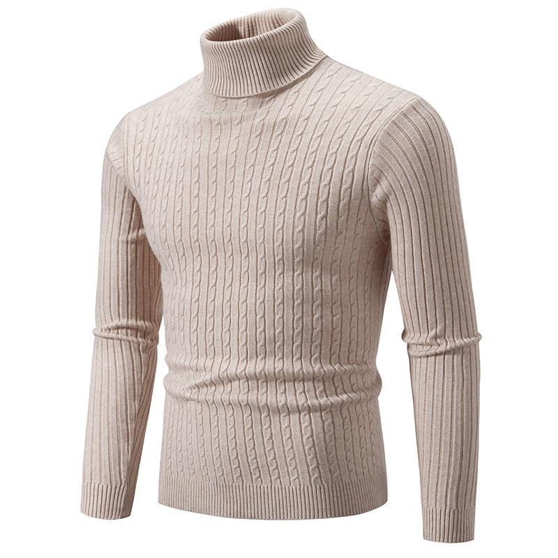 Herren nan taillierter Rollkragenpullover aus feinem Feinstrick mit geripptem Kragen