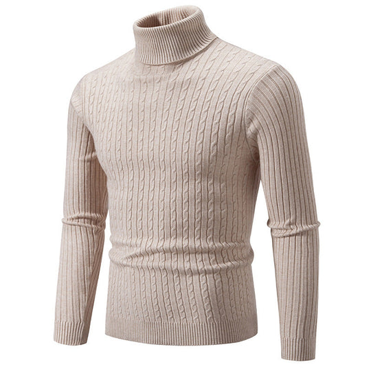 Herren nan taillierter Rollkragenpullover aus feinem Feinstrick mit geripptem Kragen