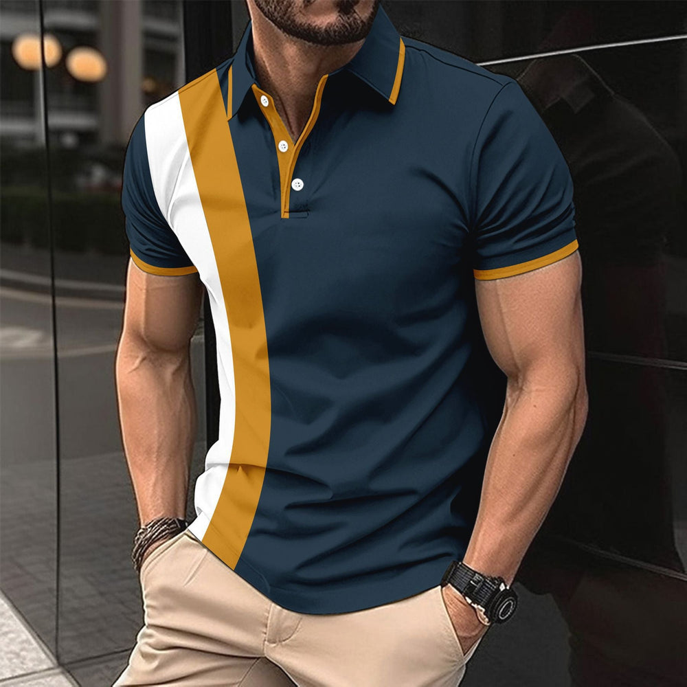 Herren kurzärmeliges Poloshirt mit modernen Farbblocks und atmungsaktivem Material