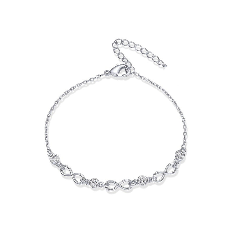 Damen Fußkettchen mit funkelnden Tropfen und filigranem Design Shop Nory
