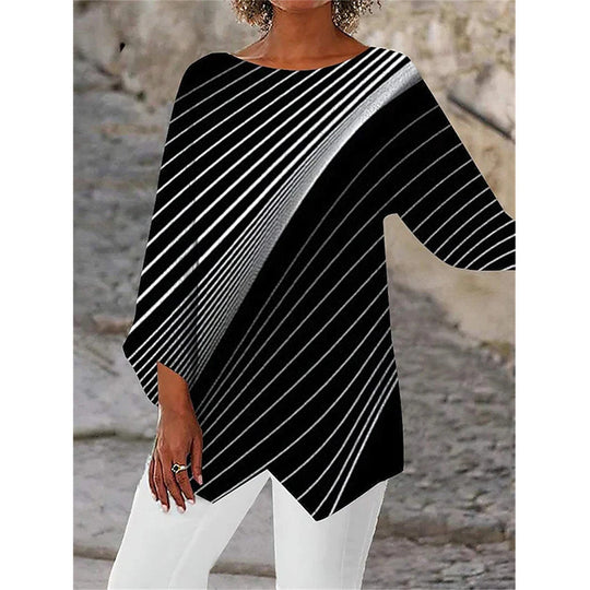 Damen asymmetrisches A-Linien-Tunika mit ornamentalem Druck und spitzem Saum Shop Nory