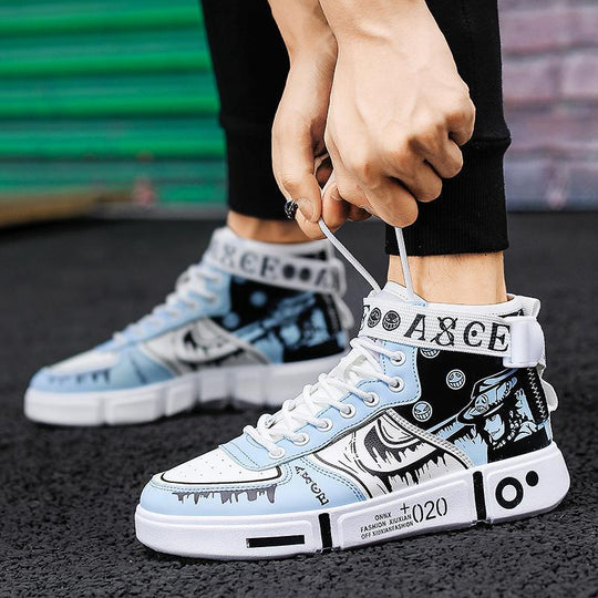Herren High-Top Grafik-Sneaker mit Klettverschluss und auffälliger Plateausohle Shopy Nory