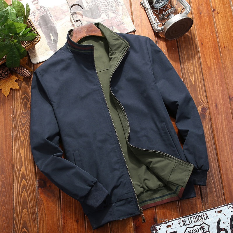 Herren Leichte Bomberjacke im urbanen Utility‑Look mit gestreiften Rippbündchen & Reißverschlusstaschen Shop Nory