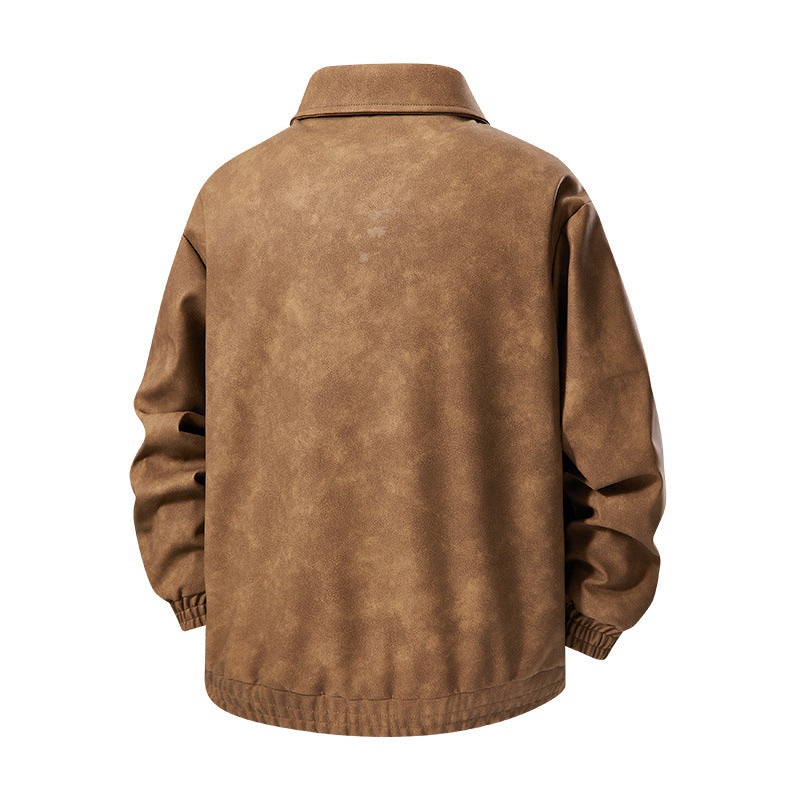 Herren Lässige Kunstlederjacke mit elastischen Bündchen Shop Nory