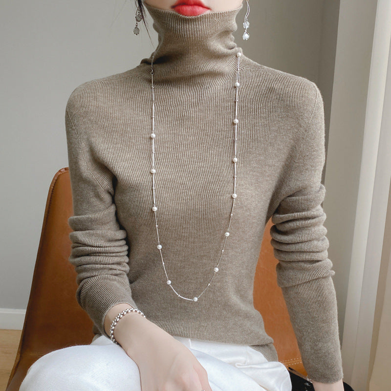 Damen Schmaler Rollkragen-Feinstrickpullover mit elastischer Rippenstruktur und minimalistischer Silhouette Shop Nory
