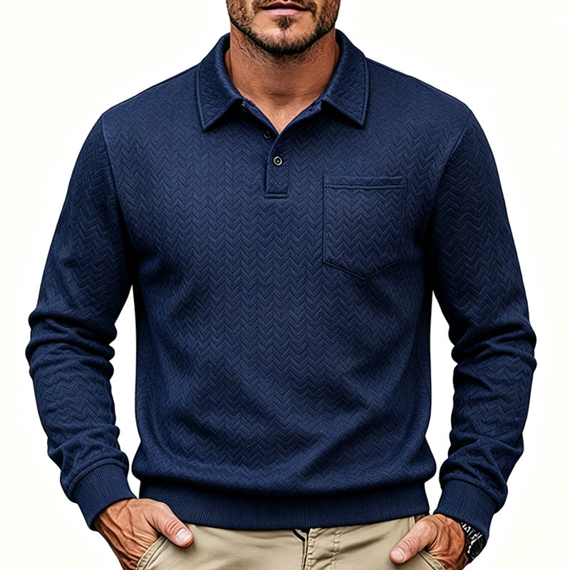 Herren Luxuriöses Langarm-Polohemd Shop Nory