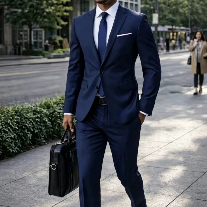 Herren Zweiteiliger Slim-Fit Businessanzug mit tailliertem Revers und schlanker Anzughose Shop Nory