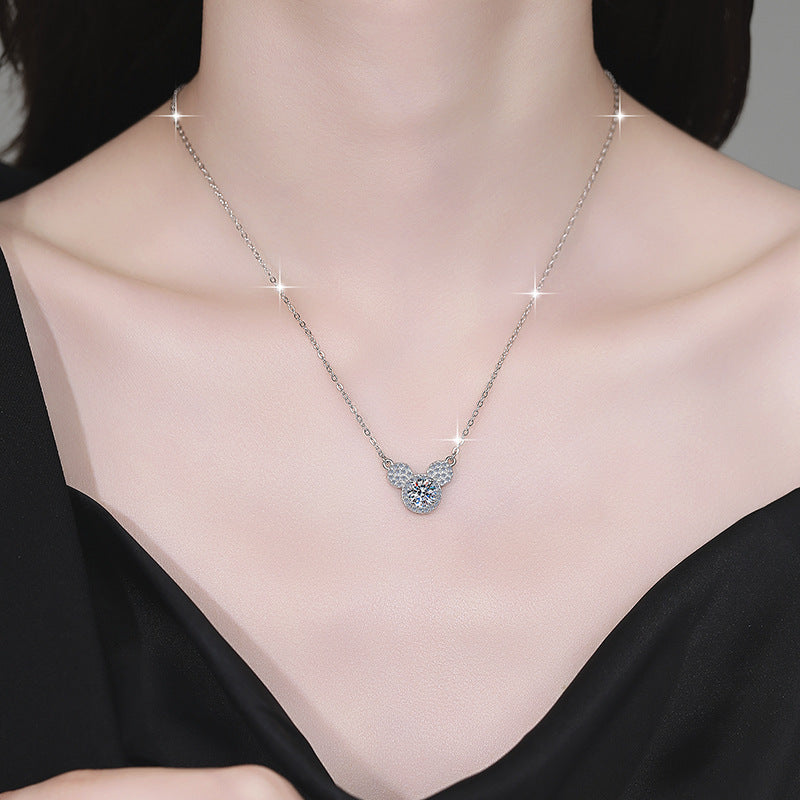 Damen Halskette mit funkelndem Mickey Mouse Anhänger Shop Nory