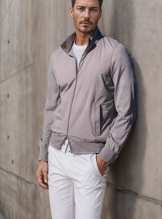 Herren stylische Freizeitjacke mit hohem Kragen und praktischen Taschen