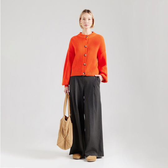 Damen Grobstrick Cropped Cardigan mit überschnittener Schulter & breiten Rippbündchen Shop Nory