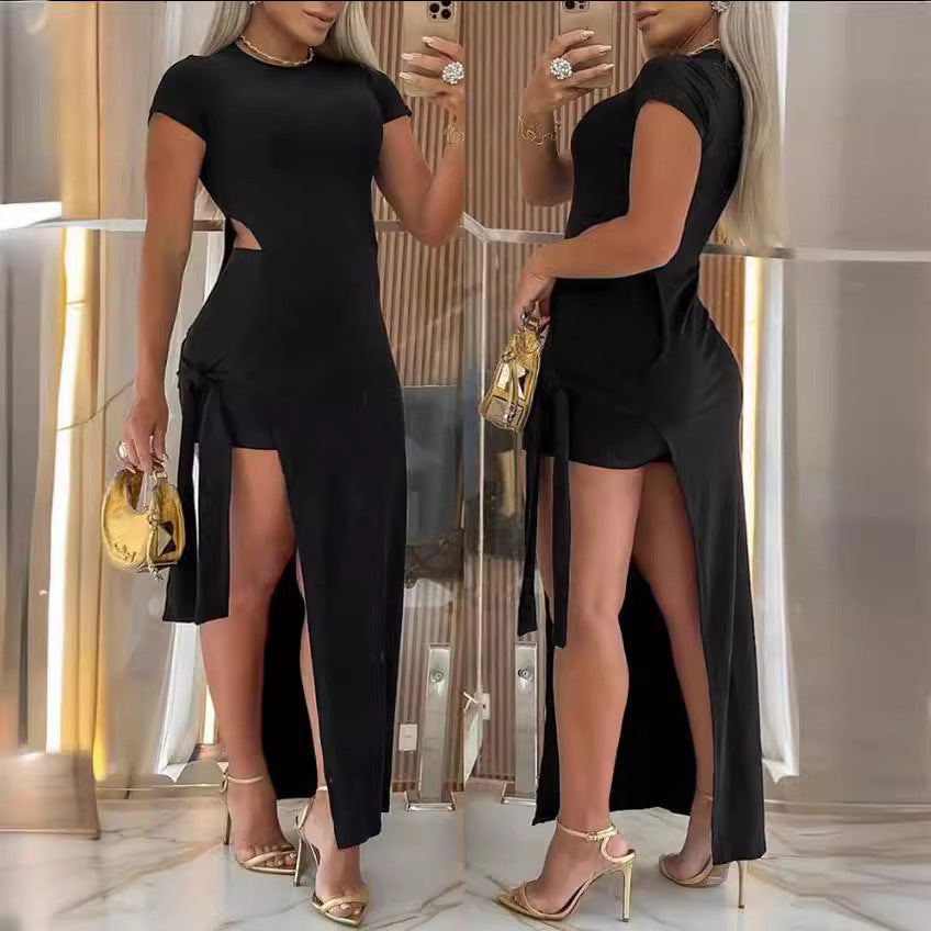 Damen Maxikleid mit seitlichem Schlitz und Cut-Out-Details