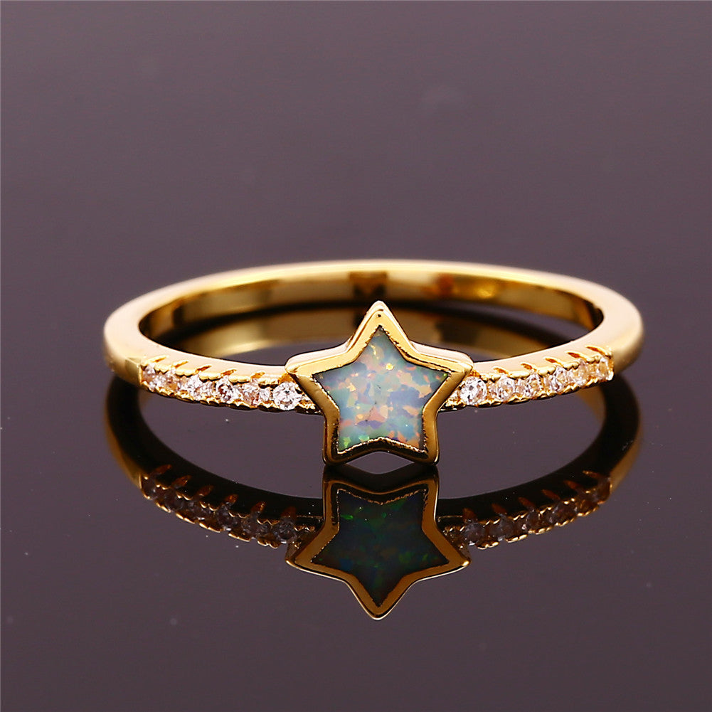 Damen Ring mit funkelndem Stern-Design und opalisierendem Opal Shop Nory
