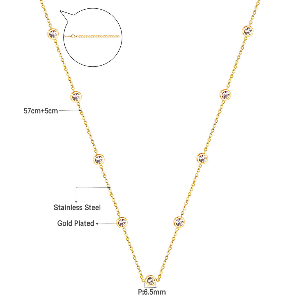 Damen elegante Goldplattierte Halskette mit funkelnden Zirkonia-Steinen Shop Nory