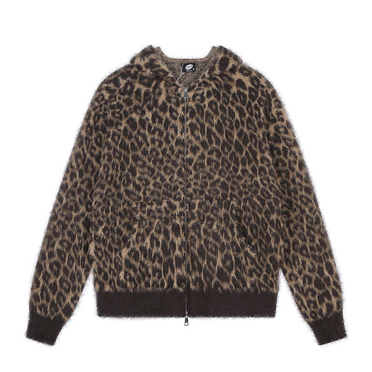 Damen Kuschel-Strickjacke mit Reißverschluss und Leopardenjacquard Shop Nory