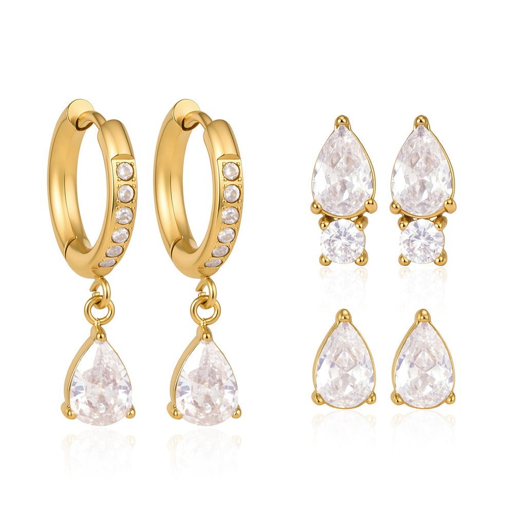 Damen Ohrhänger mit eleganten Tropfen-Design und funkelnden Zirkonia Shop Nory
