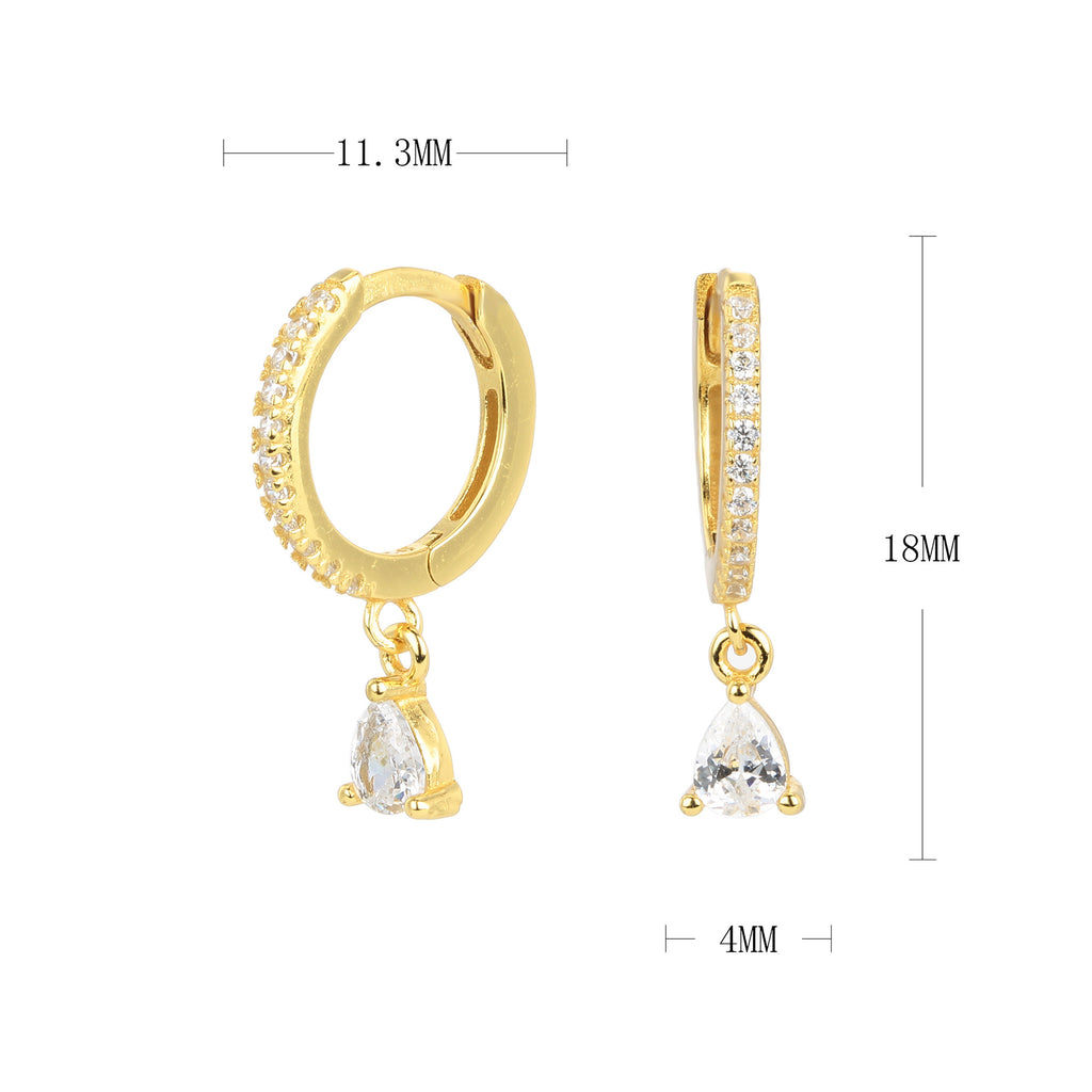 Damen Creolenohrringe mit funkelnden Aqua-Zirkon-Anhängern Shop Nory