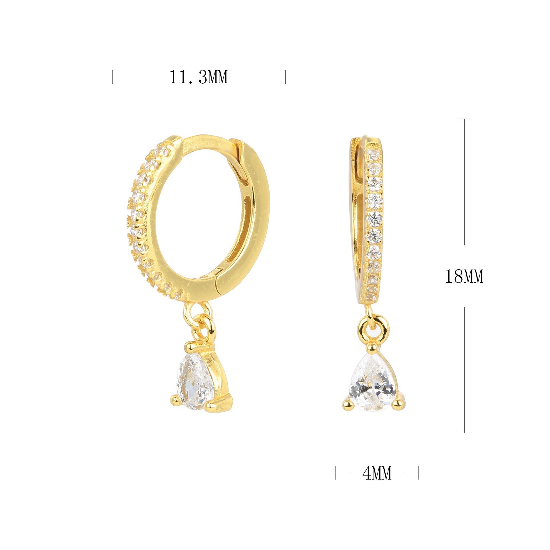 Damen Creolenohrringe mit funkelnden Aqua-Zirkon-Anhängern Shop Nory
