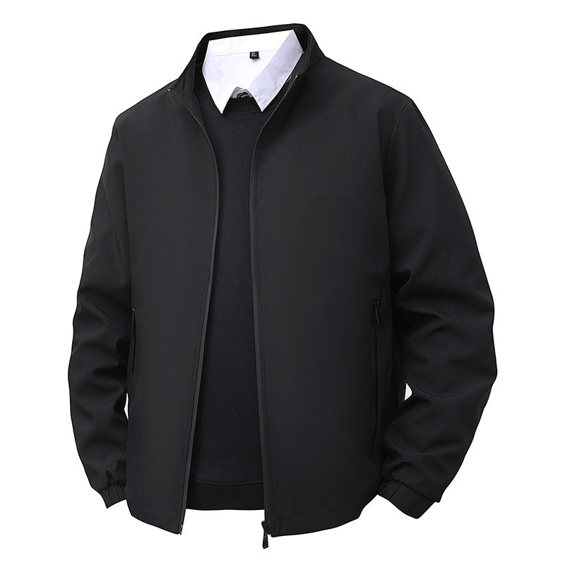 Herren Minimalistische Softshell-Bomberjacke mit Stehkragen, elastischen Bündchen & durchgehendem Reißverschluss Shop Nory